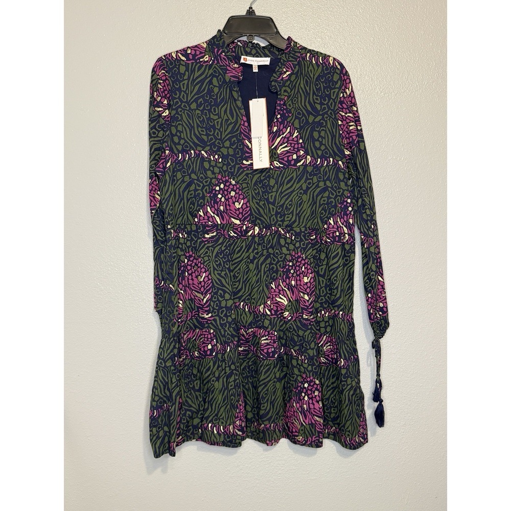 Jude Connally Monaco Dress Grand Tiger Gold Navy Blue Size Large Cotton NWT